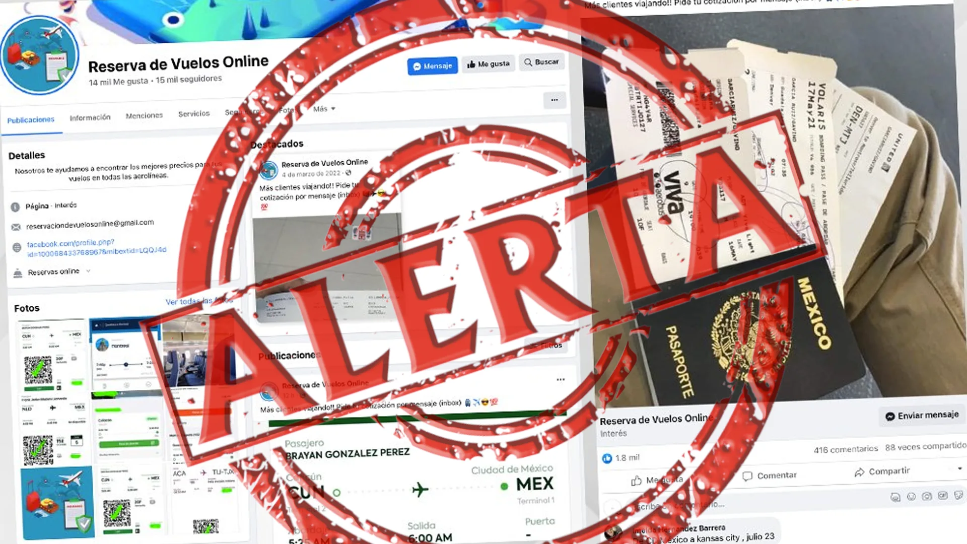 Alerta página de facebook fraudulenta, reportada por la División Cibernética BCS